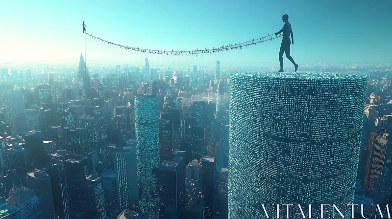 AI ART Urban Tightrope Walker