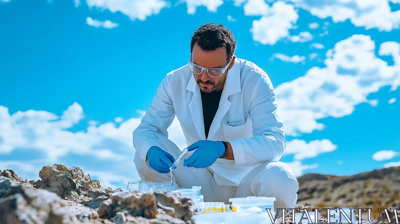Outdoor Science Research Under Blue Sky AI Image