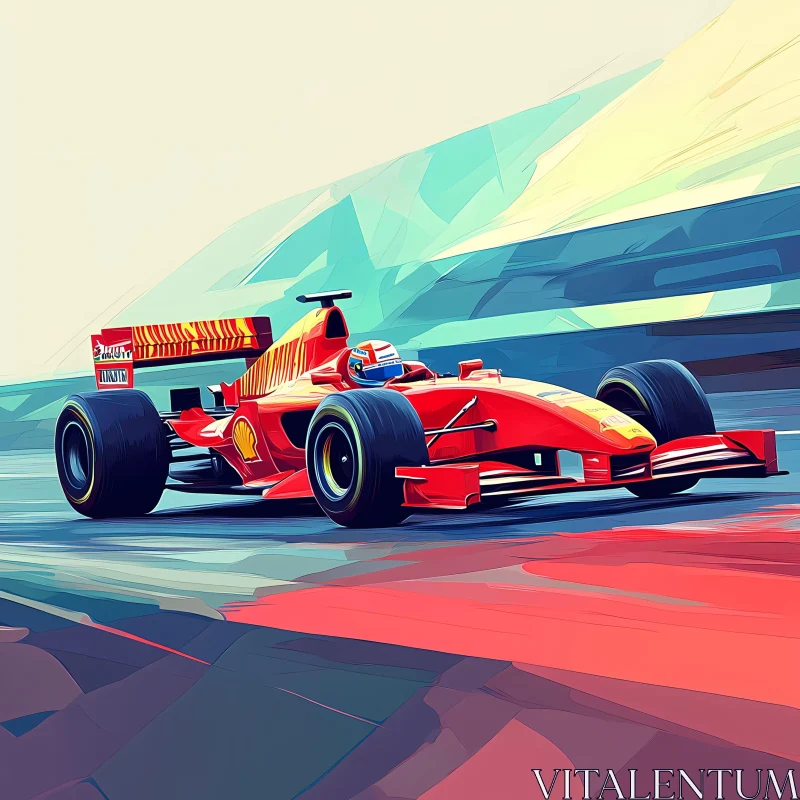 Sleek Red Formula 1 Racing Car on Track , AI F1 AI Image