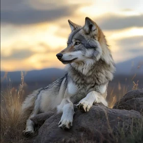 Serene Wolf Portrait in Natural Habitat