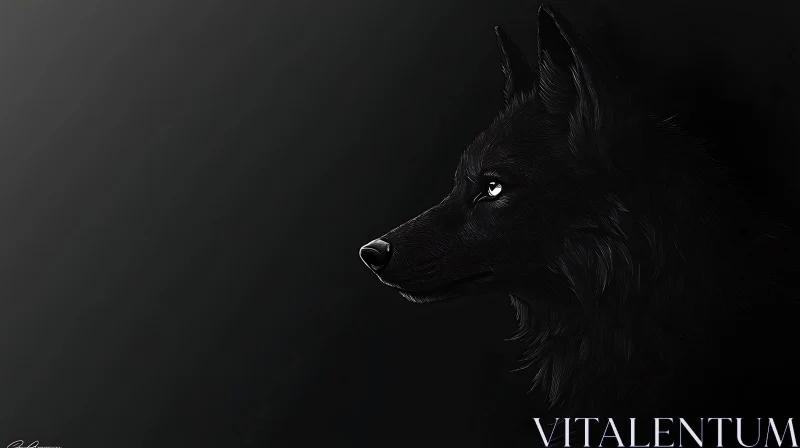 Mysterious Wolf in the Shadows AI Image