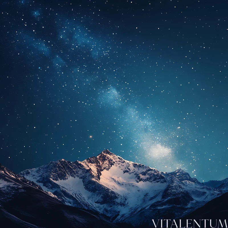 AI ART Snowy Mountains and the Milky Way