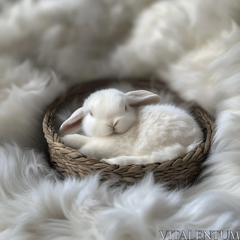 Dreamy Bunny: A Portrait of Peaceful Sleep AI Image