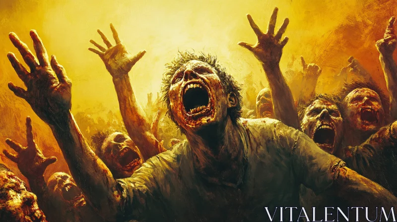 Screaming Zombie Crowd AI Image