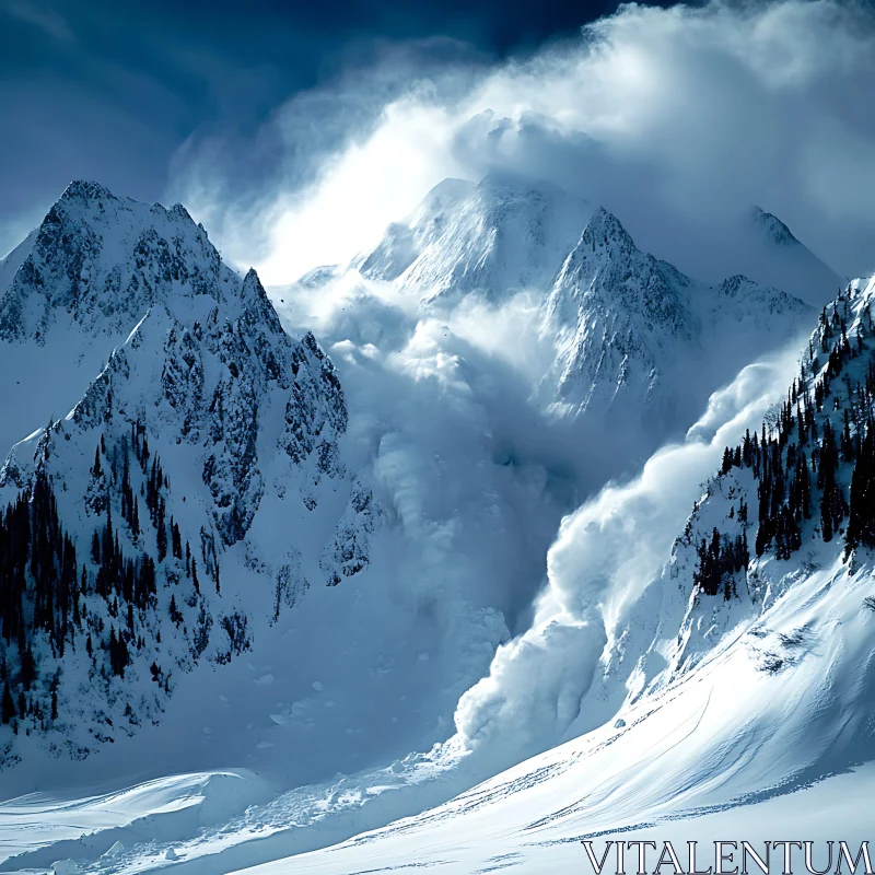 AI ART Winter Mountain Avalanche