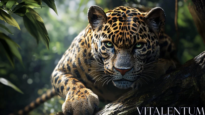 AI ART Resting Jaguar in Jungle