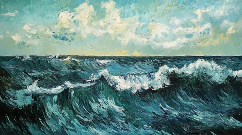 Textured Ocean Waves Painting