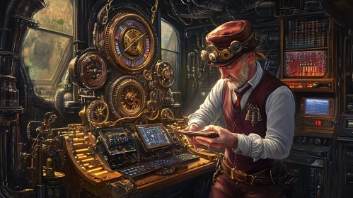 Man in Steampunk Laboratory