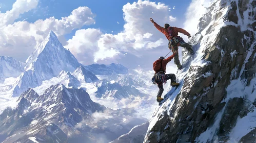 Ascent to the Summit: Climbers in Mountain