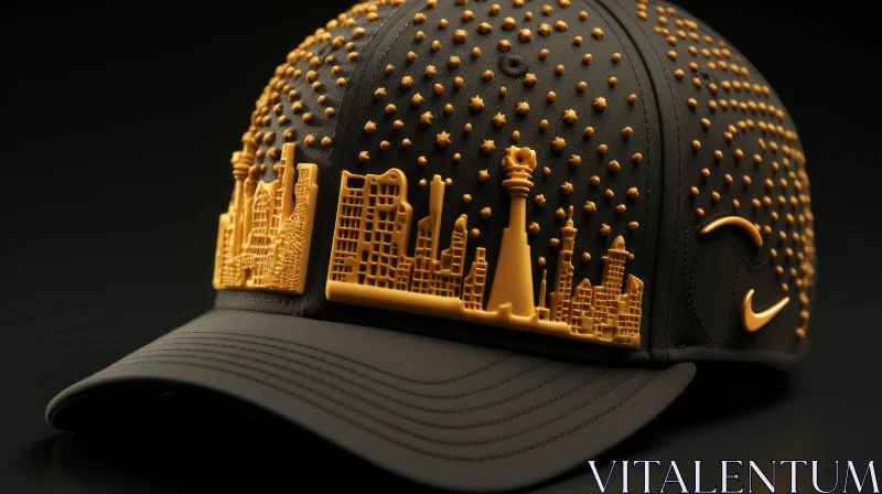 Delicate Gold Stars Cityscape Hat by Nike AI Image