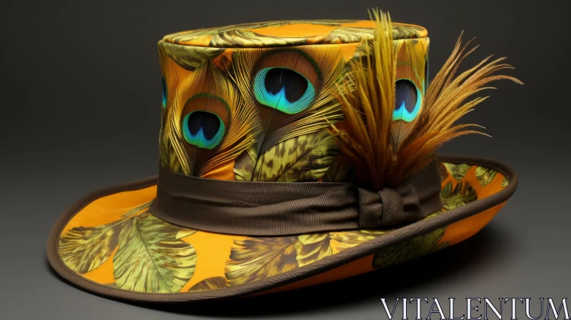 Exquisite Peacock Top Hat Design - Vibrant Feathers in Maya Style AI Image