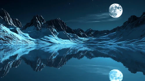 Serene Mountain Landscape at Night