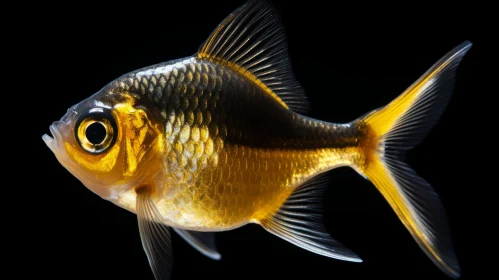 Golden Yellow Fish Isolated on Black Background: A Symbolic Representation