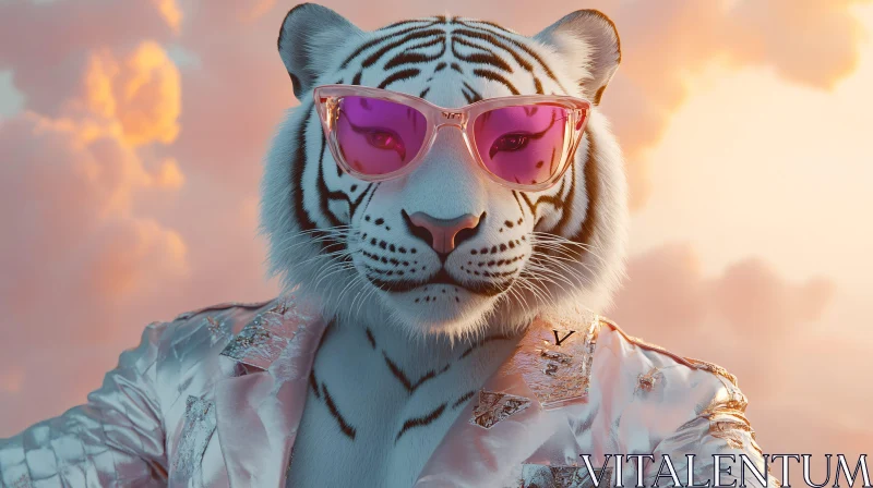 AI ART Tiger with Sunglasses Digital Art