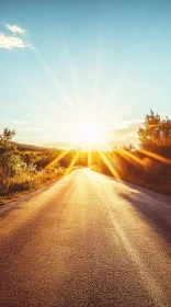 Golden Sunset Illuminating a Winding Road