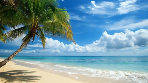 Tropical Beach Paradise with Blue Sky