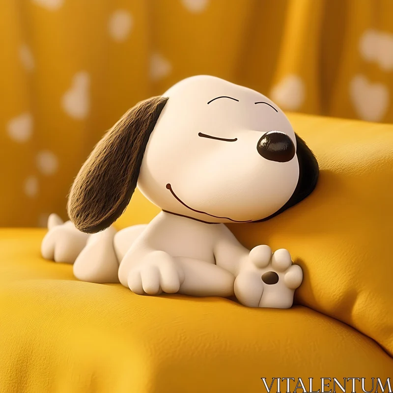 Charming Cartoon Canine at Rest AI Image