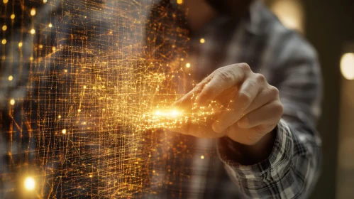 Hand Touching Digital Connections