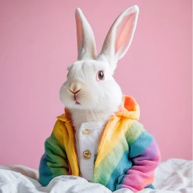 Rabbit Portrait with Colorful Outfit