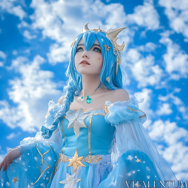 Stunning Blue-Haired Anime Cosplay AI Image