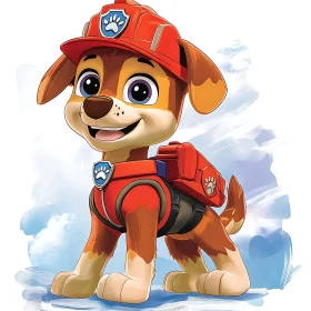 Animated Puppy in Firefighter Gear