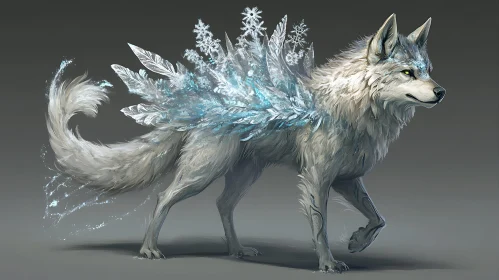 White Wolf with Ice Crystals