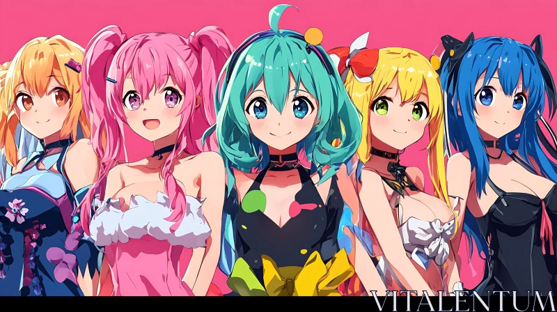 AI ART Anime Girls in Colorful Costumes