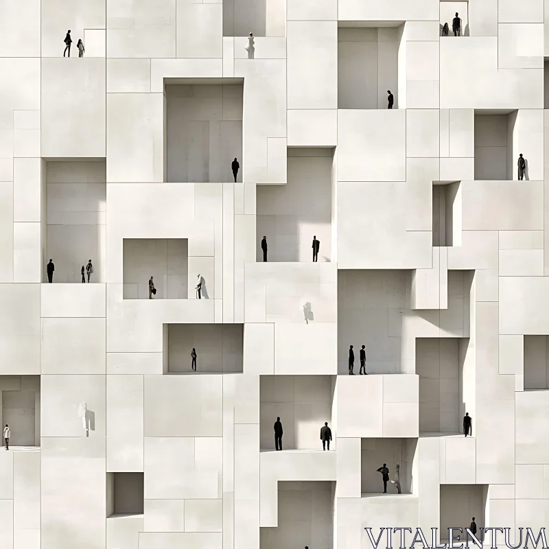 Abstract Architectural Grid with People AI Image