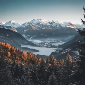 Alpine Vista: Mountains and Mist