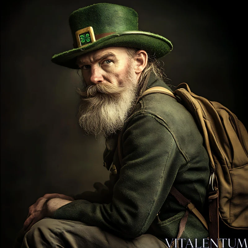 Portrait of Man in Green Hat AI Image