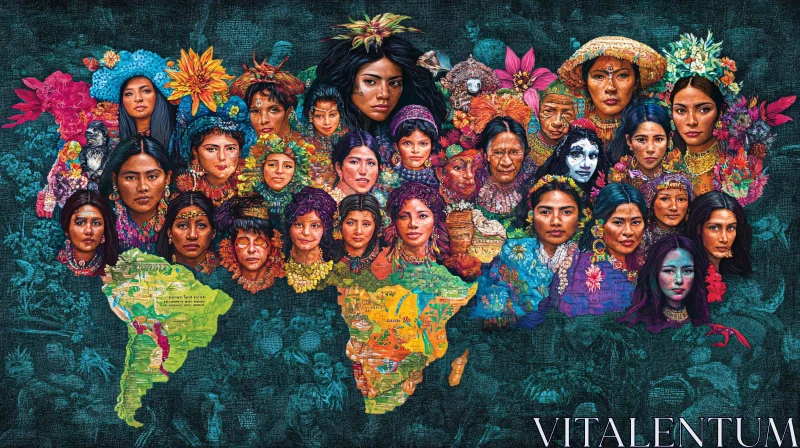 AI ART Global Faces: Women of the World Map