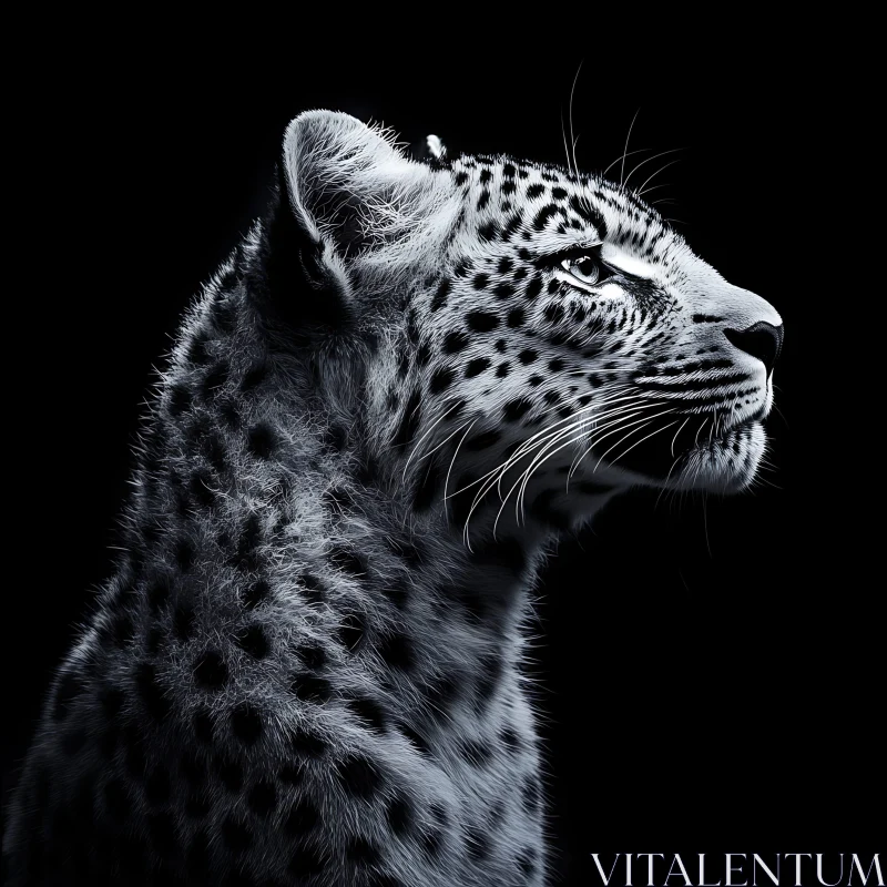 Monochrome Leopard Head Study AI Image