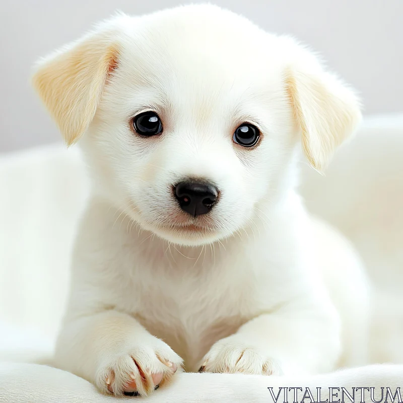 Cute White Puppy Portrait AI Image