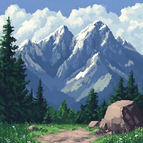 Serene Pixel Mountain View