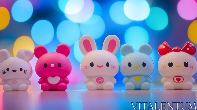 Charming Pastel Bunny Figure Collection AI Image