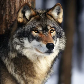 Close-Up of a Wild Wolf