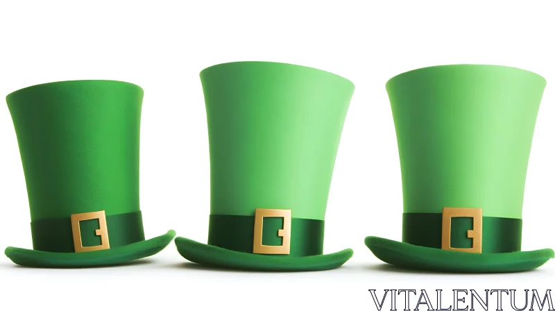 AI ART Three Leprechaun Hats for St. Patrick's Day