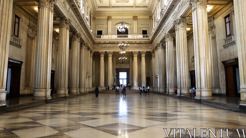 Magnificent Classical Interior with Marble and Columns AI Image