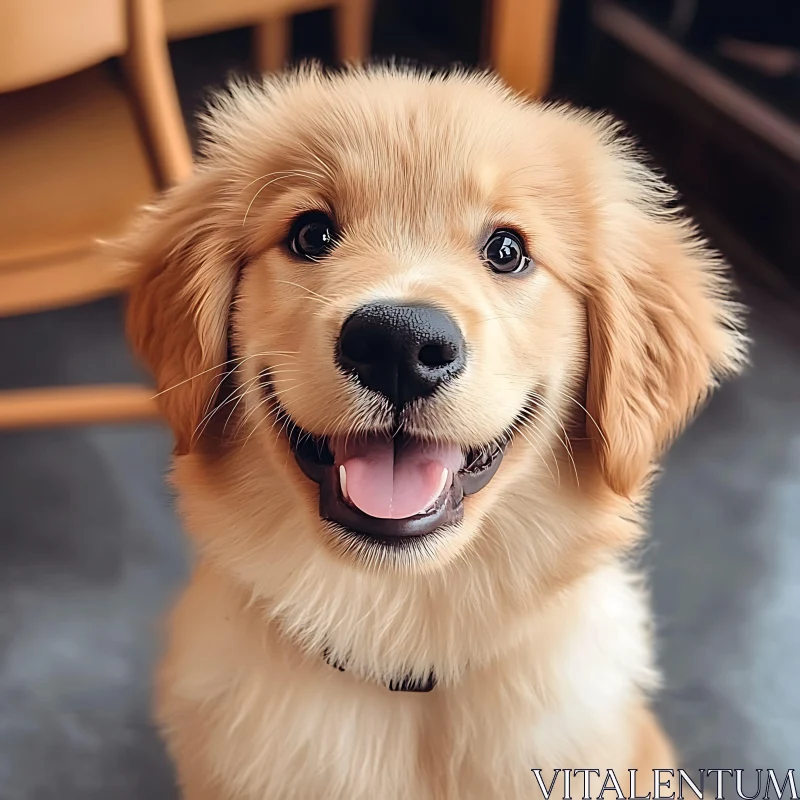 Happy Golden Retriever Puppy Close-Up AI Image