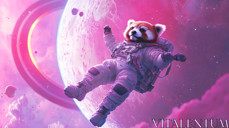 Spacefaring Red Panda in Astronaut Suit AI Image