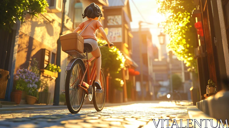 AI ART Golden Hour Bicycle Ride