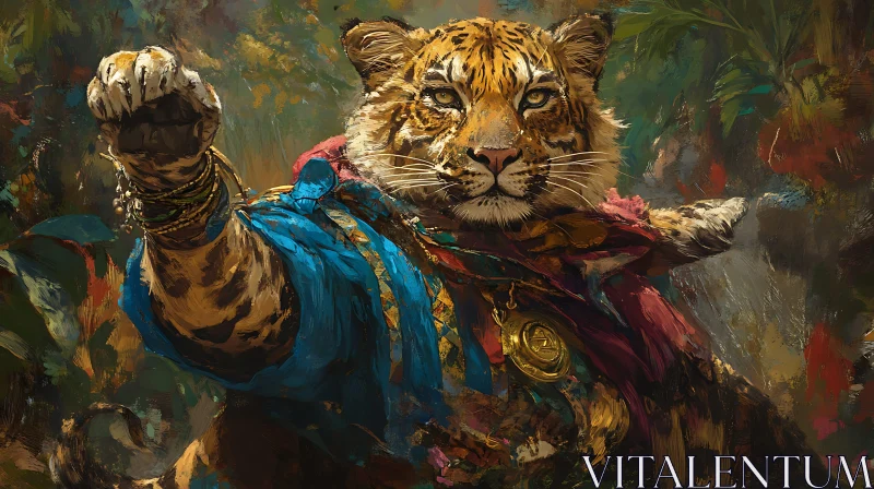 AI ART Regal Tiger in Royal Attire