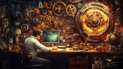Technological Workspace with Gears