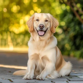 Joyful Golden Retriever in a Green Park