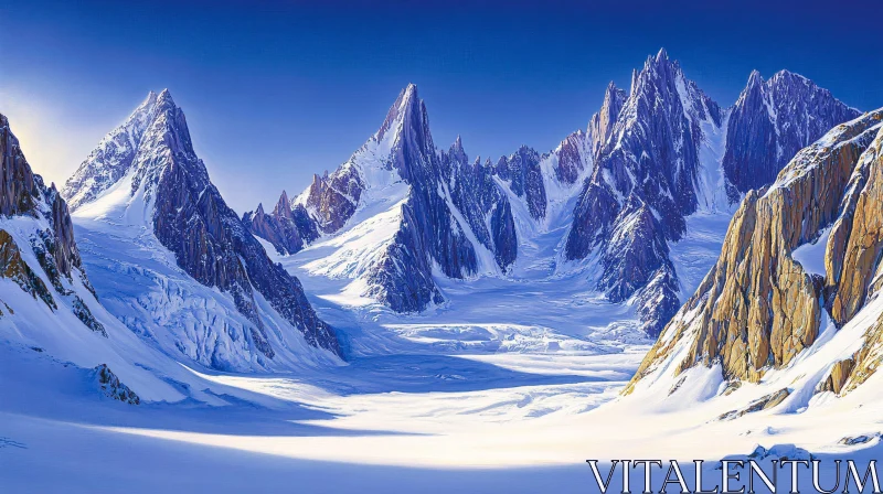 Snow-Covered Peaks and Pristine Landscape AI Image