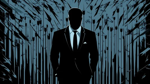 Silhouette in Suit with Arrows