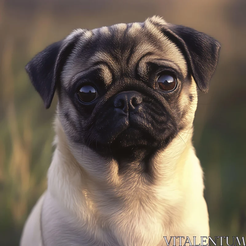 Adorable Pug Portrait AI Image