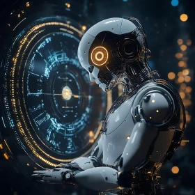 Cyborg in Thought with Data Wheel