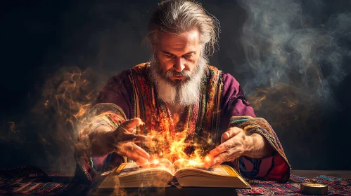 Mystical Incantation: Wizard Casting a Spell