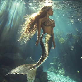 Underwater Mermaid Scene Digital Art